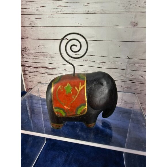 Elephant Decorative Spiral Clip Photo Holder in Warm Color Tones - Picture 4 of 6